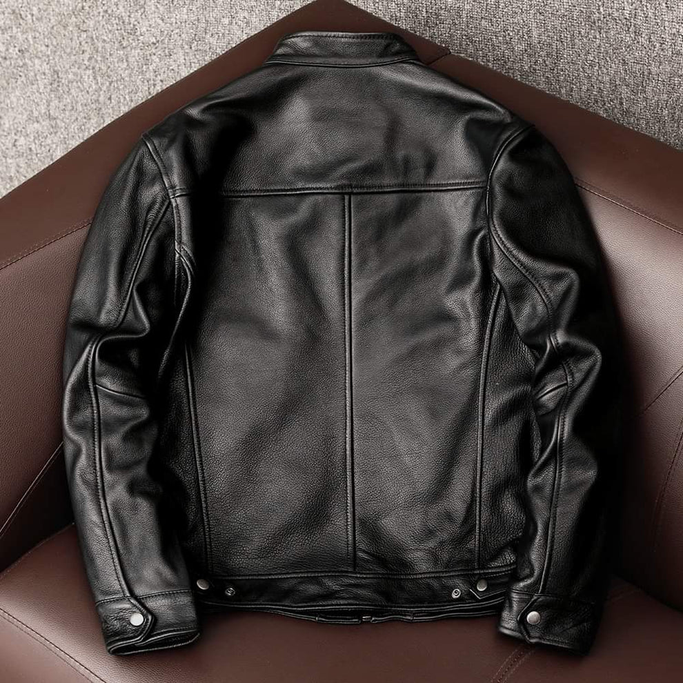 Men's Black Fashion Leather Jacket - Image 2