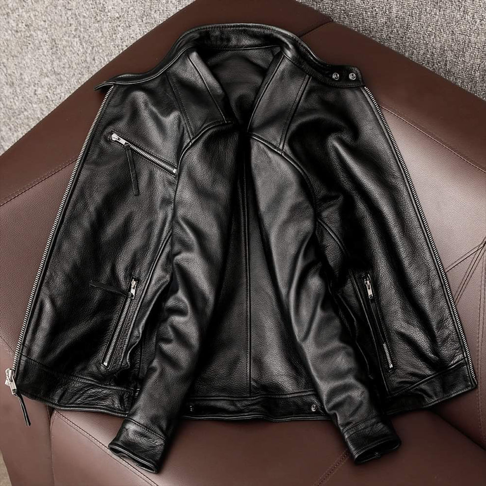 Men's Black Fashion Leather Jacket - Image 3