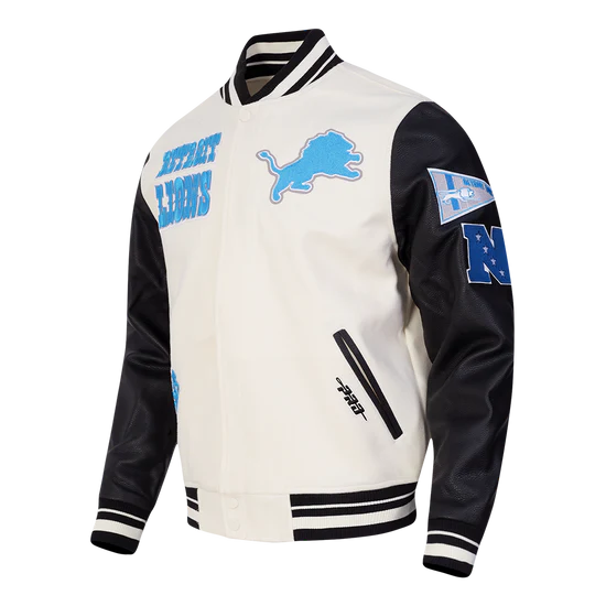 NFL DETROIT LIONS RETRO CLASSIC MEN'S RIB WOOL VARSITY JACKET - Image 2