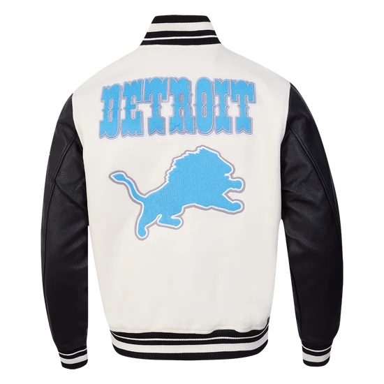 NFL DETROIT LIONS RETRO CLASSIC MEN'S RIB WOOL VARSITY JACKET - Image 3