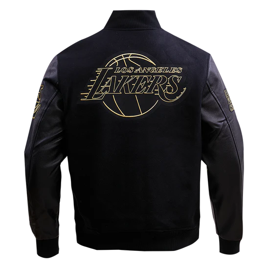 NBA LOS ANGELES LAKERS BLACK & GOLD MEN'S WOOL VARSITY JACKET - Image 2