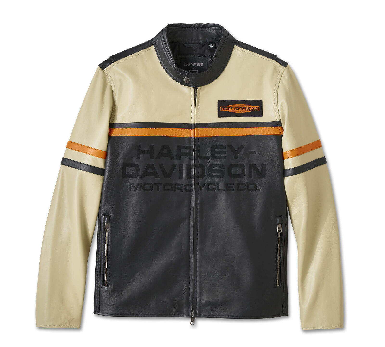 Harley-Davidson City Limits Leather Jacket - Colorblock - Harley Black & Pale Khaki