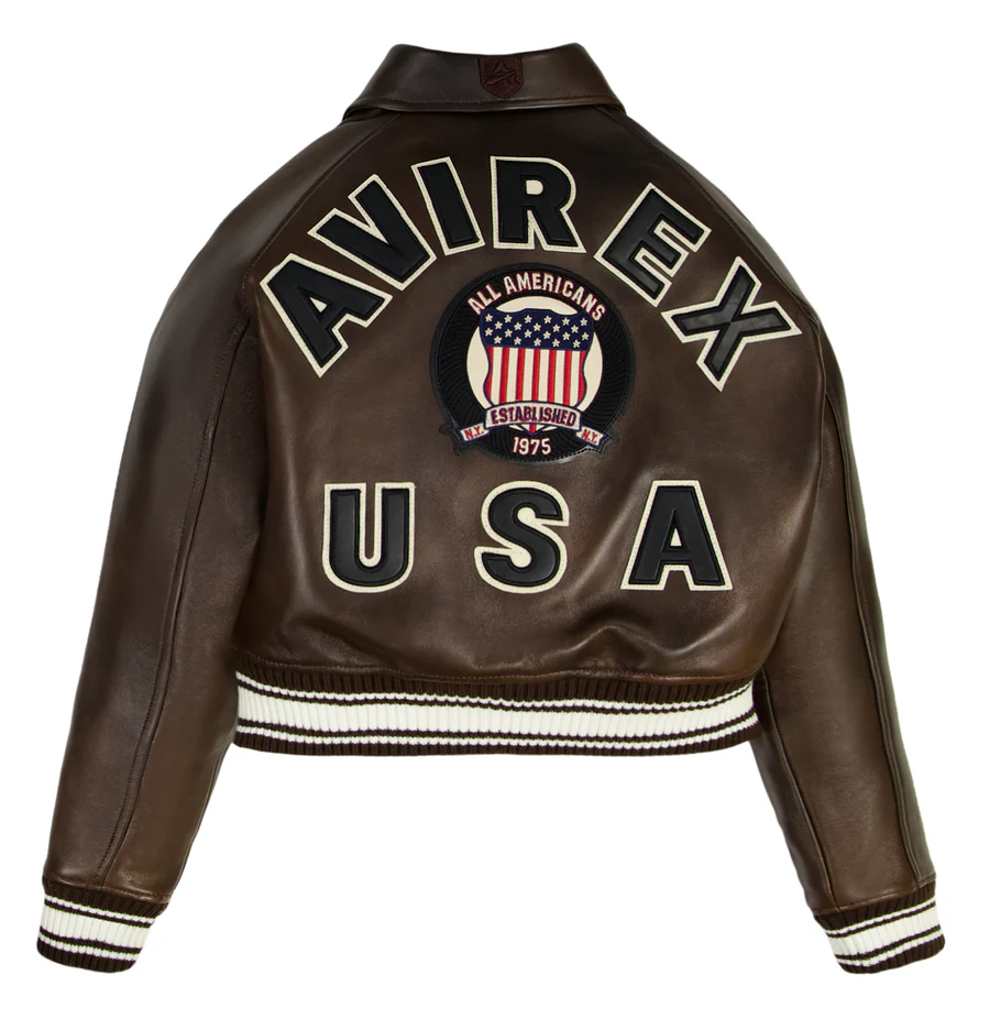 Women's Avirex Cropped Leather Jacket - Image 2