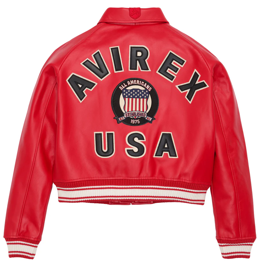 Women's Avirex Cropped Icon Leather Jacket - Image 2