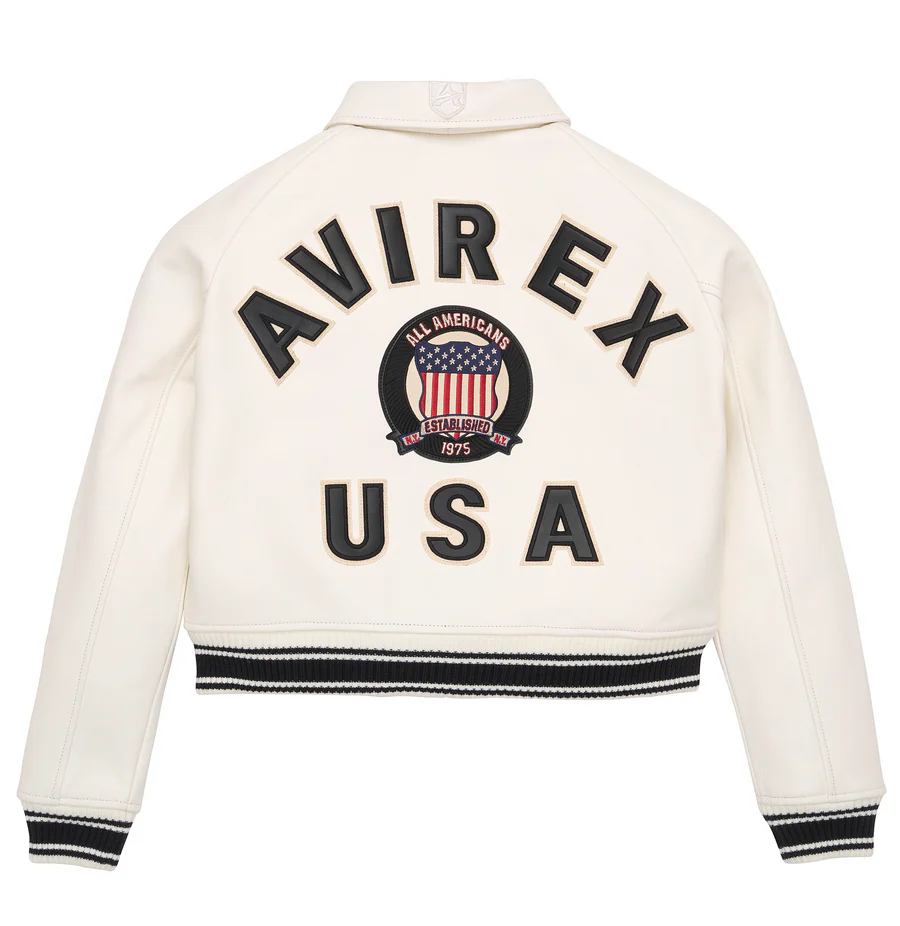 Women's Avirex Cropped Leather Jacket - Image 2