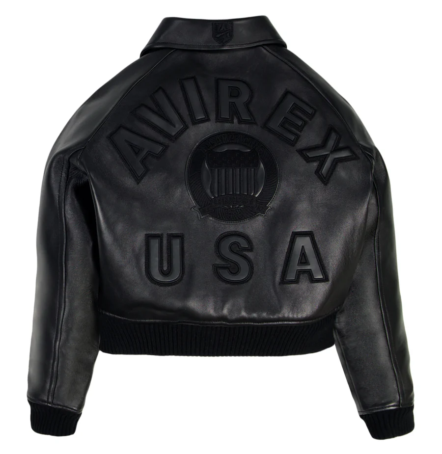 Women's Avirex Cropped Leather Jacket - Image 2
