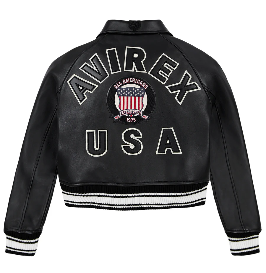Women's Avirex Cropped Leather Jacket - Image 2