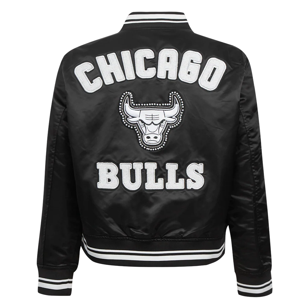 NBA CHICAGO BULLS PEARLS WOMEN'S RIB SATIN JACKET - Image 2