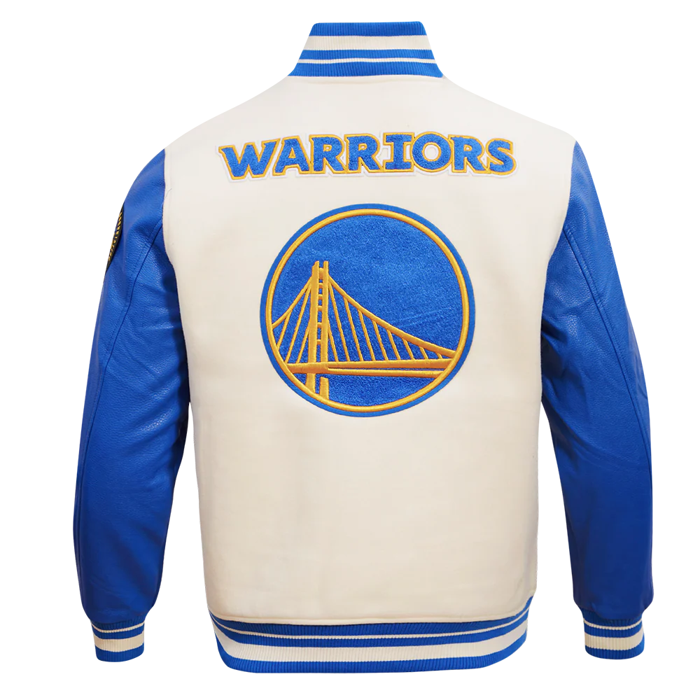 NBA GOLDEN STATE WARRIORS RETRO CLASSIC MEN'S RIB WOOL VARSITY JACKET - Image 2