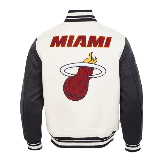 NBA MIAMI HEAT RETRO CLASSIC MEN'S RIB WOOL VARSITY JACKET - Image 2