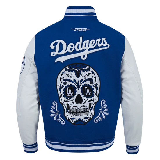 MLB LOS ANGELES DODGERS SUGAR SKULL MEN'S RIB WOOL VARSITY JACKET - Image 2