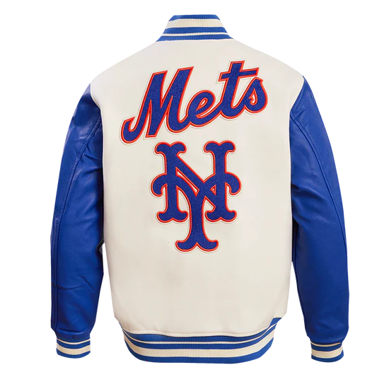 MLB NEW YORK METS RETRO CLASSIC MEN'S RIB WOOL VARSITY JACKET - Image 2