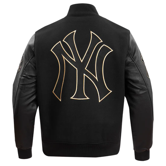 MLB NEW YORK YANKEES BLACK & GOLD MEN'S WOOL VARSITY JACKET - Image 2