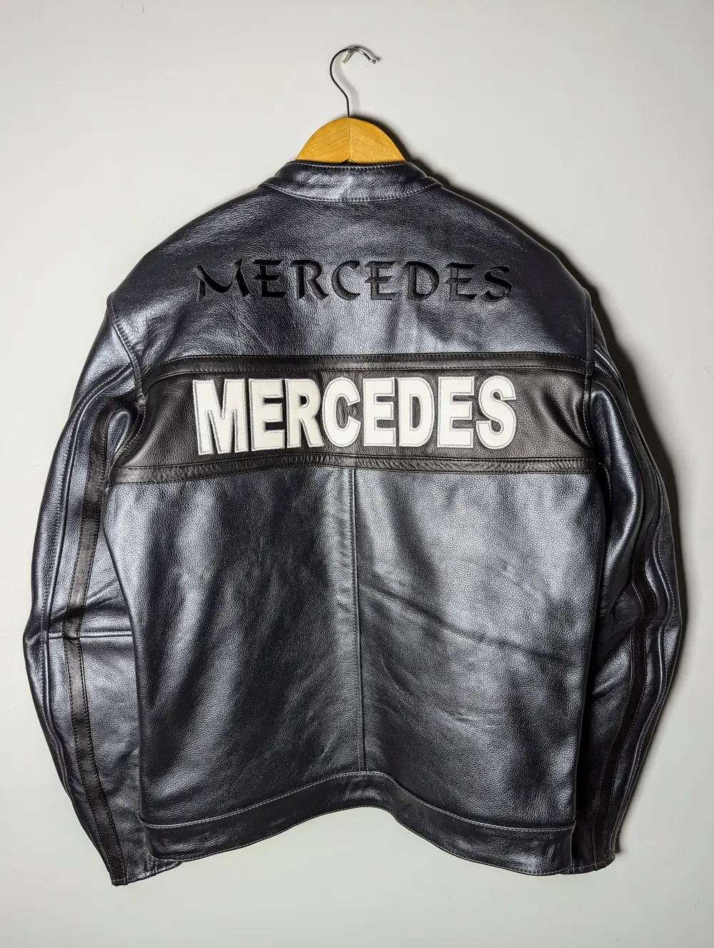 Mercedes Racing Zip up Genuine Cowhide Leather Jacket - Image 2
