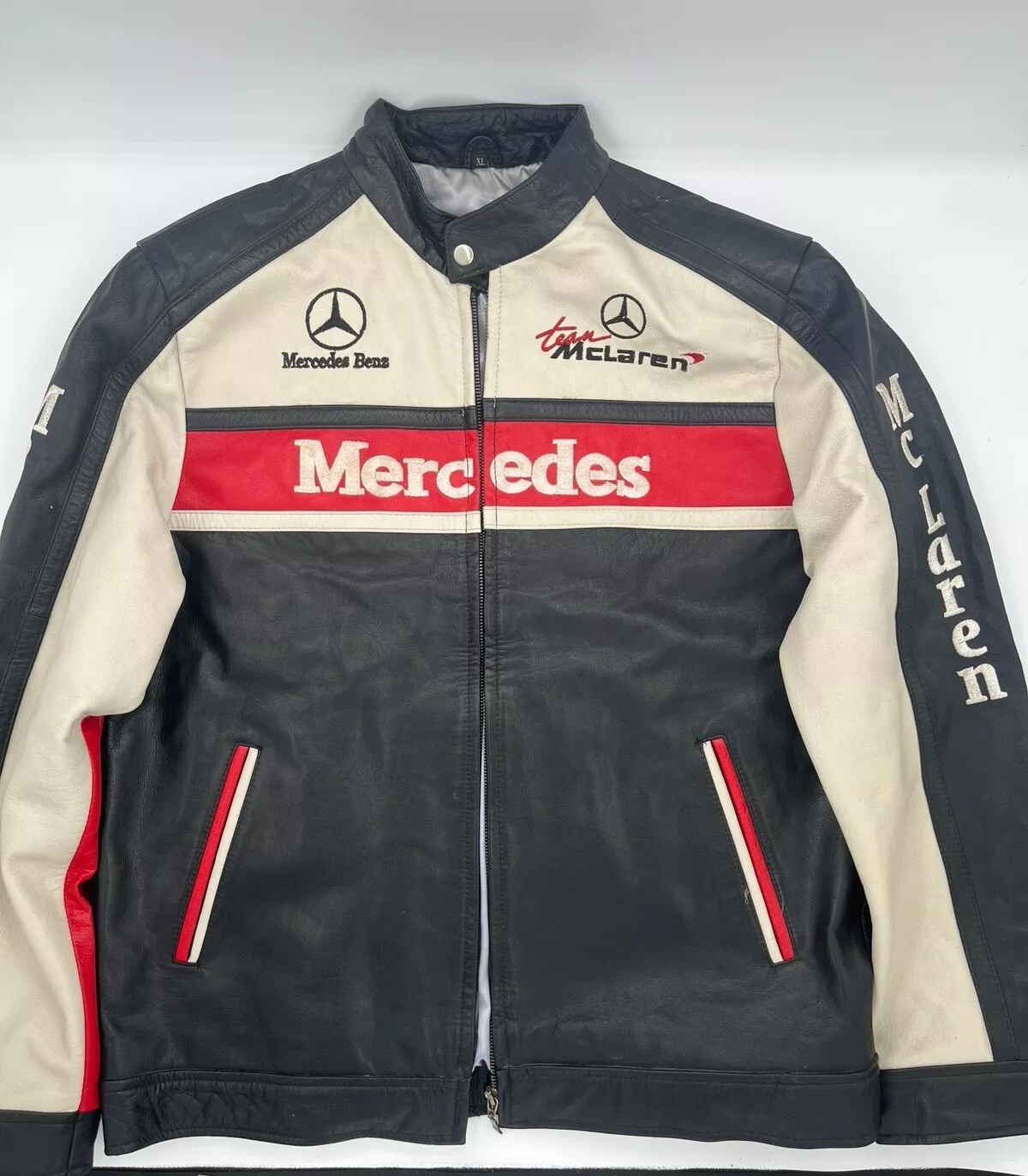Mercedes Racing Team McLaren F1 Motor Sports Leather Jacket