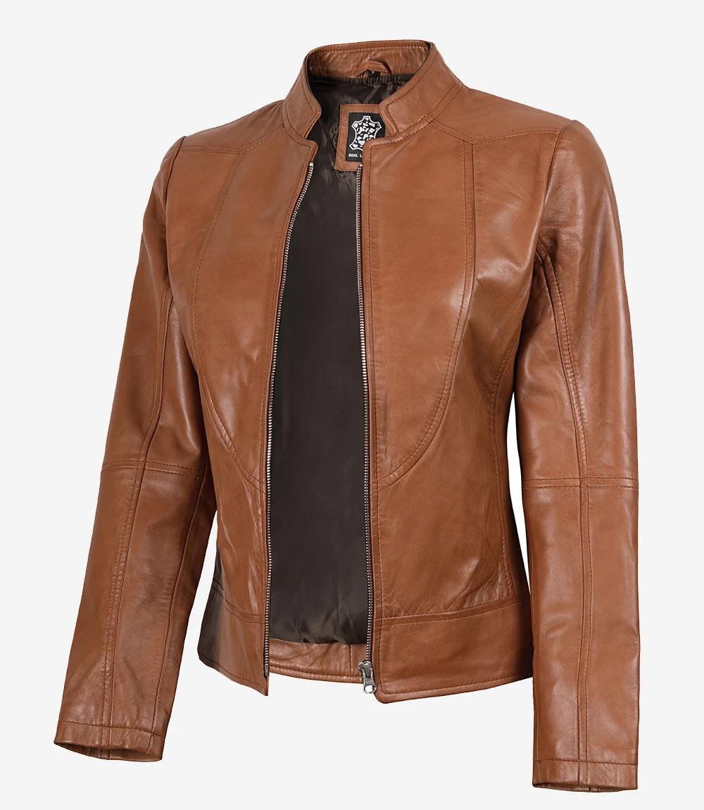 Women's Tan Brown Lambskin Jacket