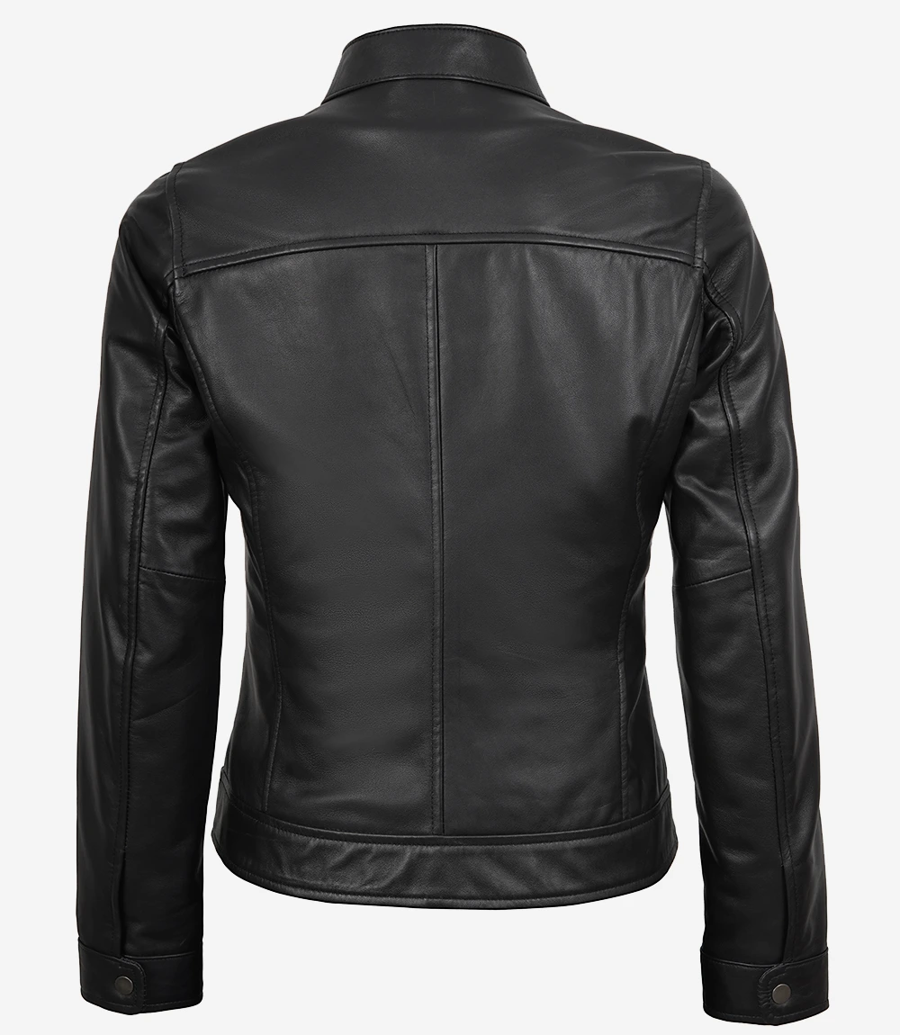 Bickford Women's Black Real Leather Biker Style Jacket - Image 2