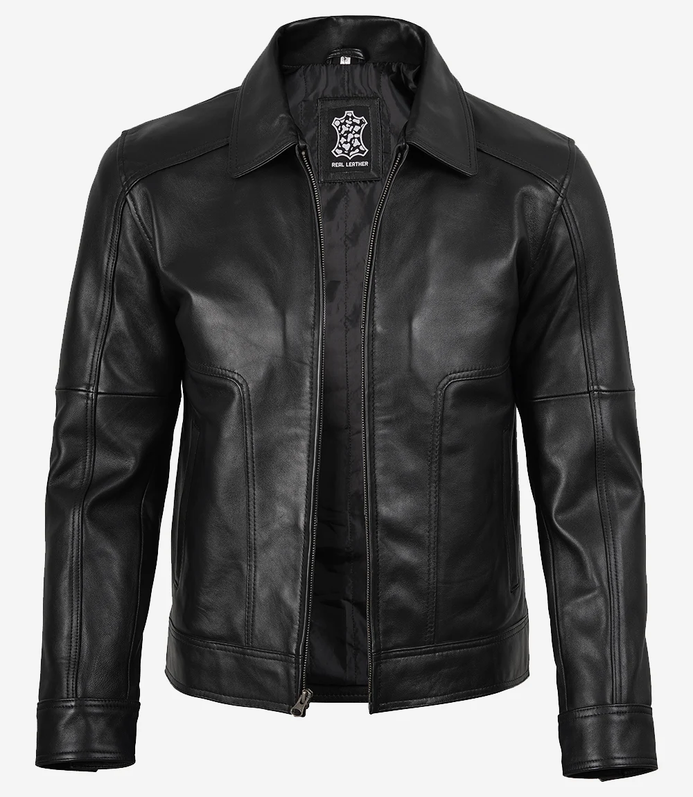 Men's Black Harrington Vintage Leather Jacket